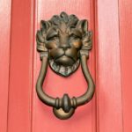 Brass lion door knocker